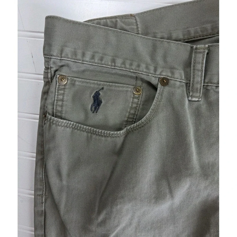 Polo Ralph Lauren Chino Pants Men's 38X32 Green 650 Straight 5 Pocket Flat Front